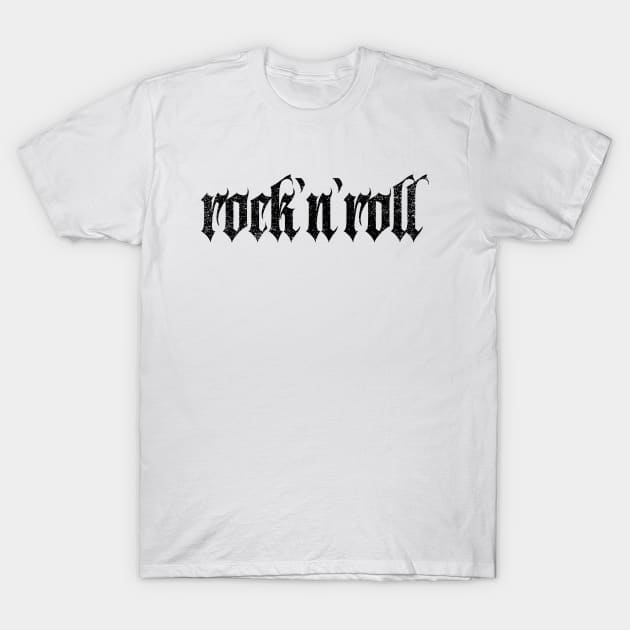 rock and roll music heavy metal black vintage Typography T-Shirt by Inspire Enclave